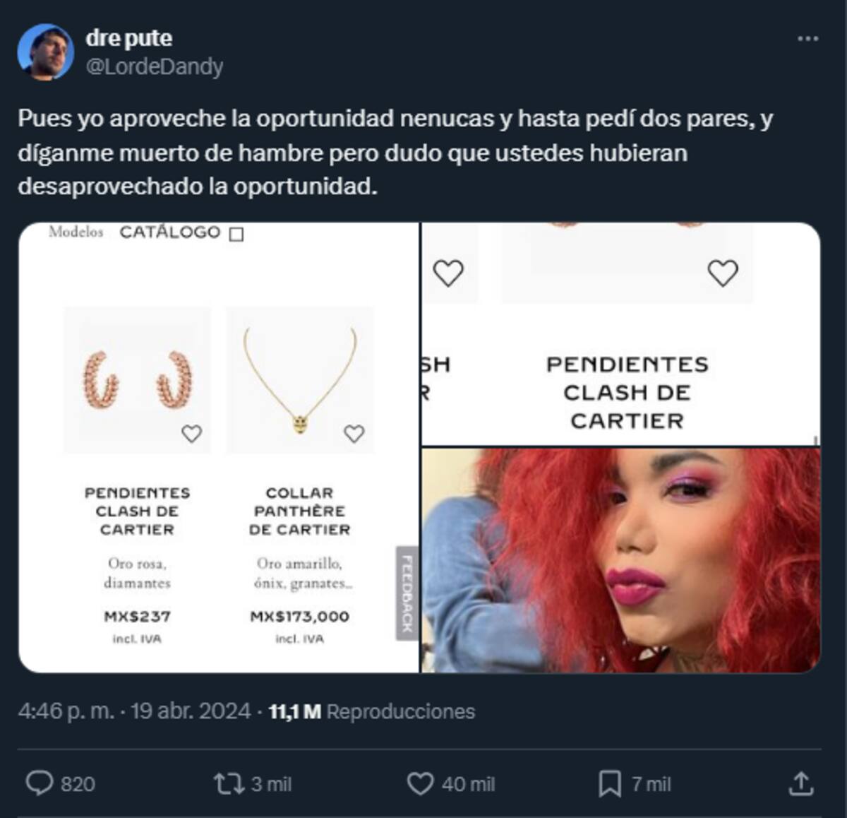 Cartier entregará aretes de casi medio millón de pesos a joven que los compró a un menor precio.