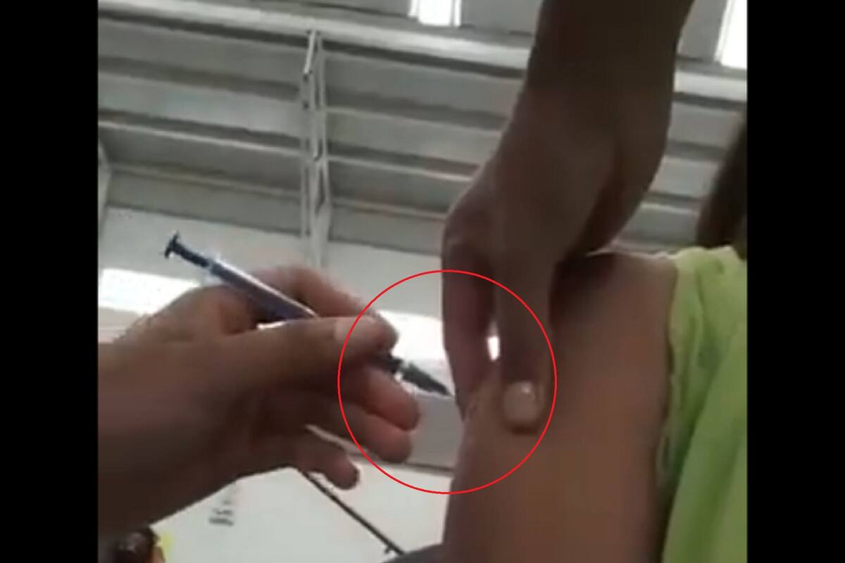 VIDEO: Joven es vacunada con 'nada' en Ecatepec