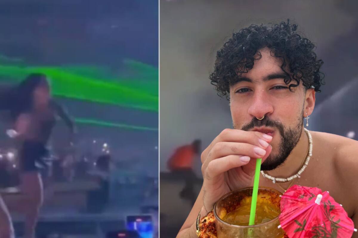 Fanática de Bad Bunny sufre aparatosa caída al subir al escenario a abrazarlo