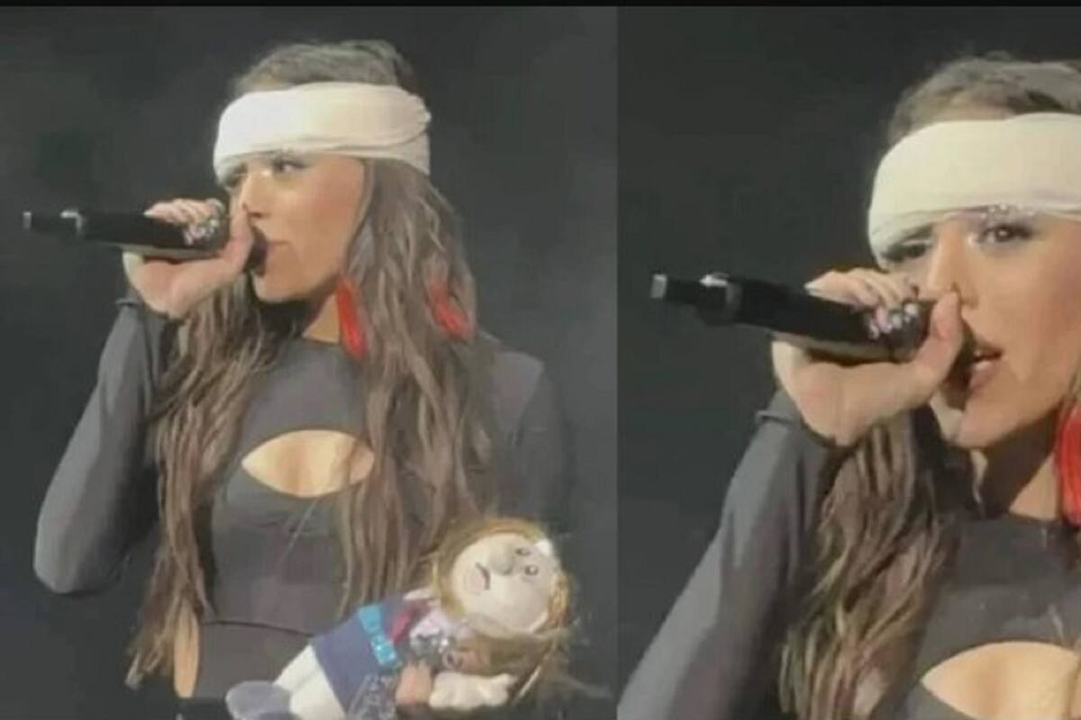 Danna Paola comienza su gira con el pie izquierdo, se accidenta en el escenario