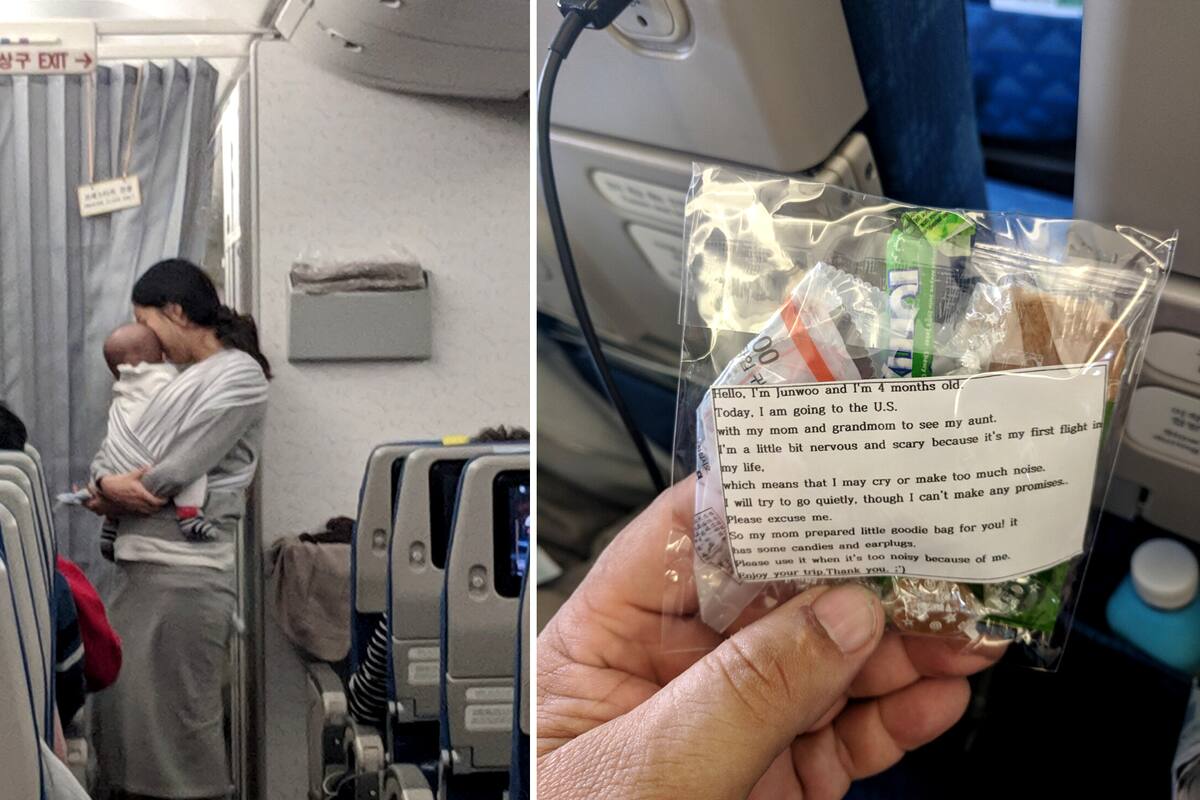 Madre pide disculpas anticipadas a pasajeros de avión por si su bebé lloraba en el vuelo