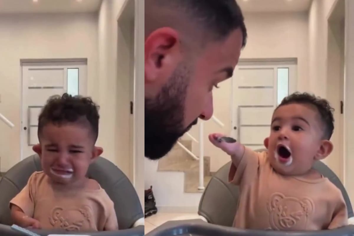 Padre guía a su hijo con discapacidad para que aprenda a alimentarse solo y el video conmueve a miles