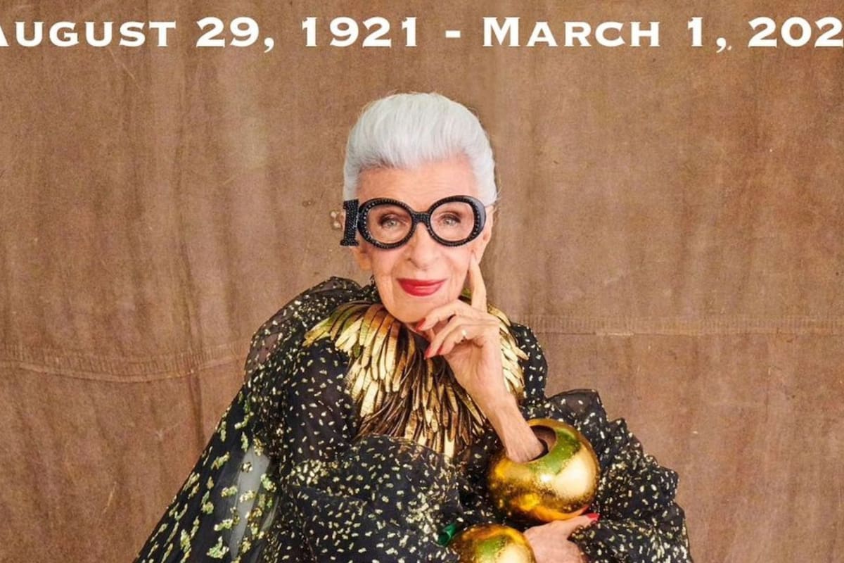 Ícono de la moda, Iris Apfel, fallece a los 102 años
