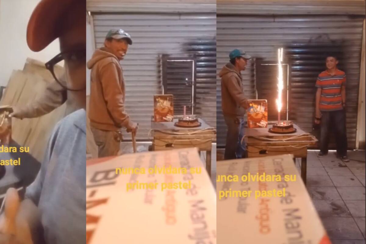"Chalancito" de carpintero conmueve las redes al ser sorprendido con su primer pastel de cumpleaños