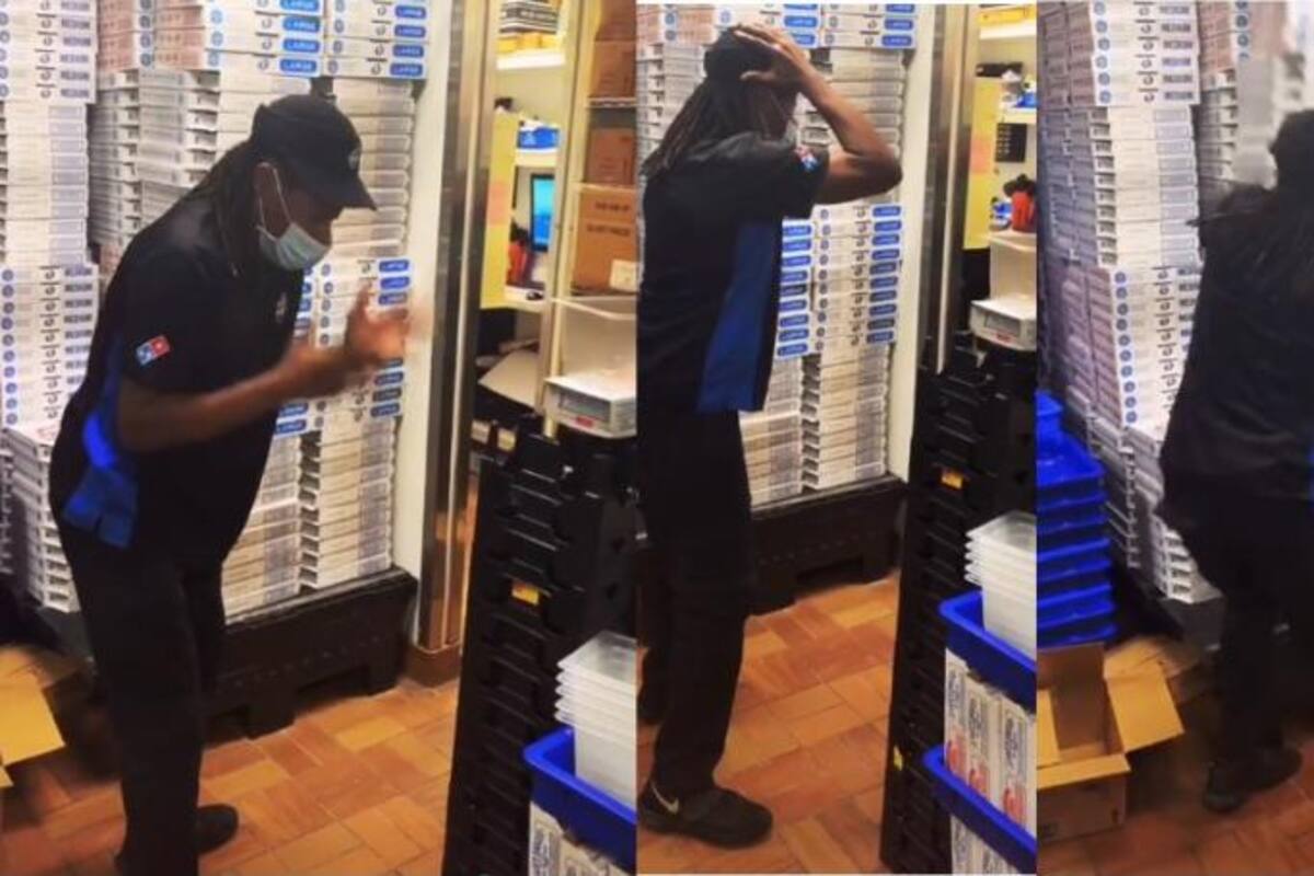 VIDEO: Repartidor de pizza se enfurece porque no le dieron propina y esperó bajo la lluvia