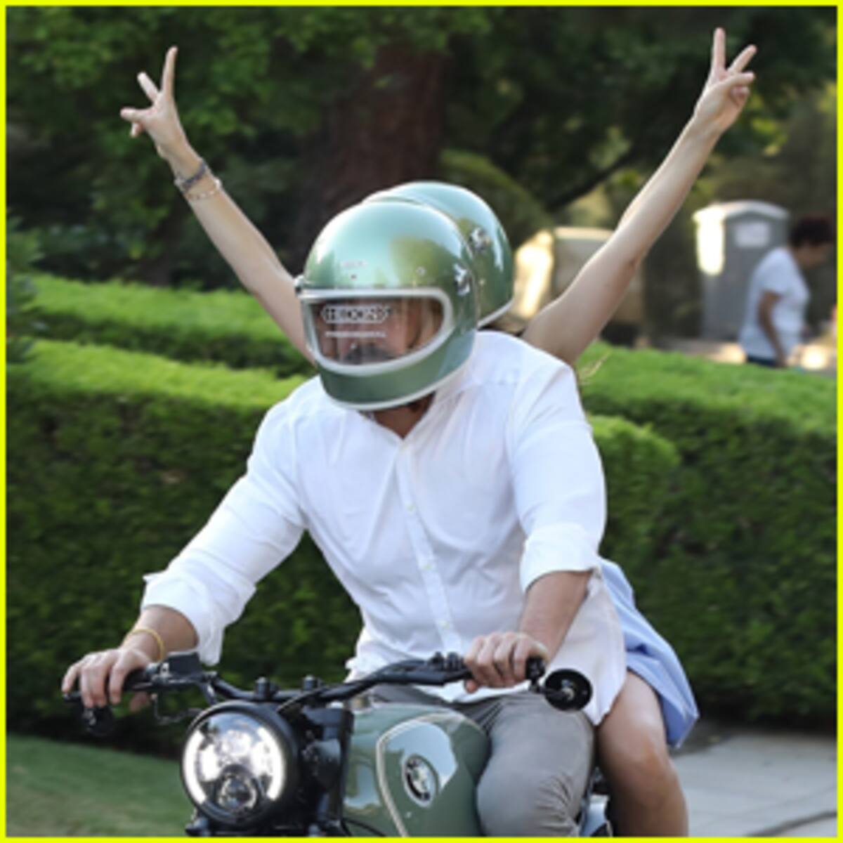 Brentwood, CA  - *EXCLUSIVE*  -Ben Affleck goes out for a cruise with girlfriend Ana De Armas on his new BMW motorcycle that he presumably got as a birthday gift from her along with matching helmets! The pair were so excited to test drive the new bike that they wore their helmets with the stickers sill on the front.
Ben turned 48 yesterday and the actor certainly seemed to have a happy one! *Shot on August 15, 2020*
Pictured: Ana De Armas, Ben Affleck
BACKGRID USA 16 AUGUST 2020 
BYLINE MUST READ: BACKGRID
USA: +1 310 798 9111 / usasales@backgrid.com
UK: +44 208 344 2007 / uksales@backgrid.com
*UK Clients - Pictures Containing Children
Please Pixelate Face Prior To Publication*