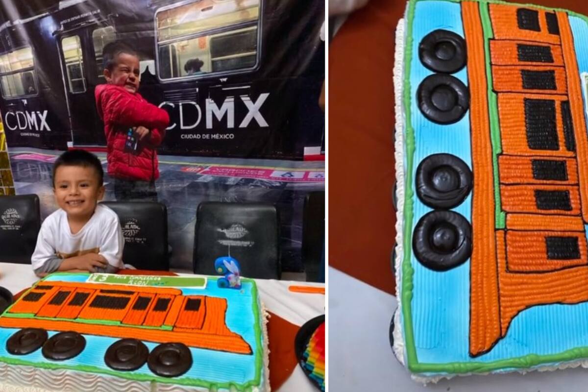 Niño celebra su cumpleaños #3 con temática del metro de la CDMX