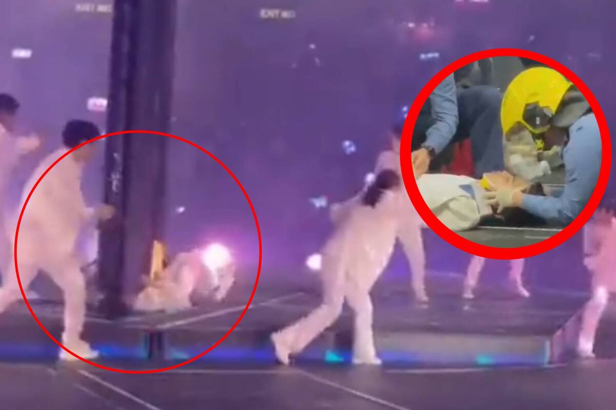 Le cae una pantalla gigante en la cabeza a cantante de K-pop; lucha por su vida