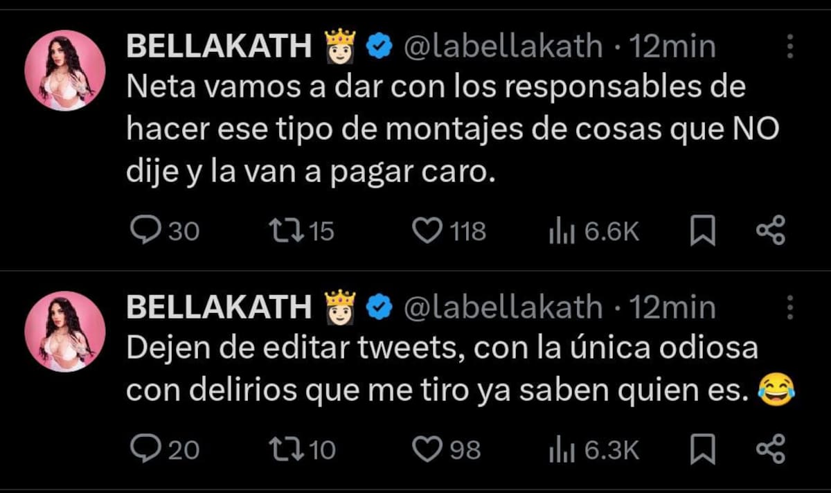 Bellakath se defiende en X.