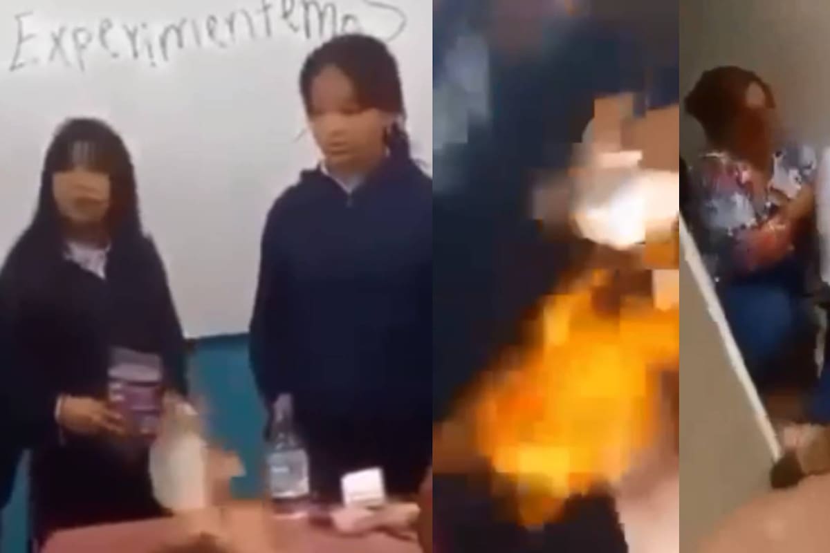 Experimento con fuego se sale de control y estudiantes resultan incendiados: VIDEO