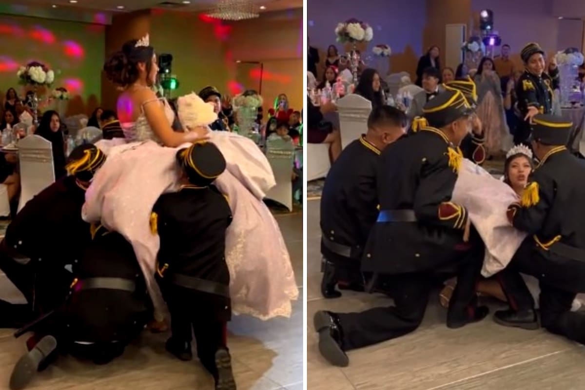 VIDEO VIRAL: Chambelanes intentan cargar a quinceañera y se les cae