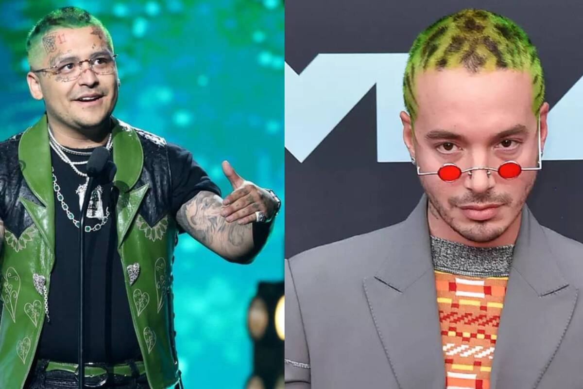 ¡Otra vez! Christian Nodal y J Balvin traen el pelo del mismo color, un verde "sapito"