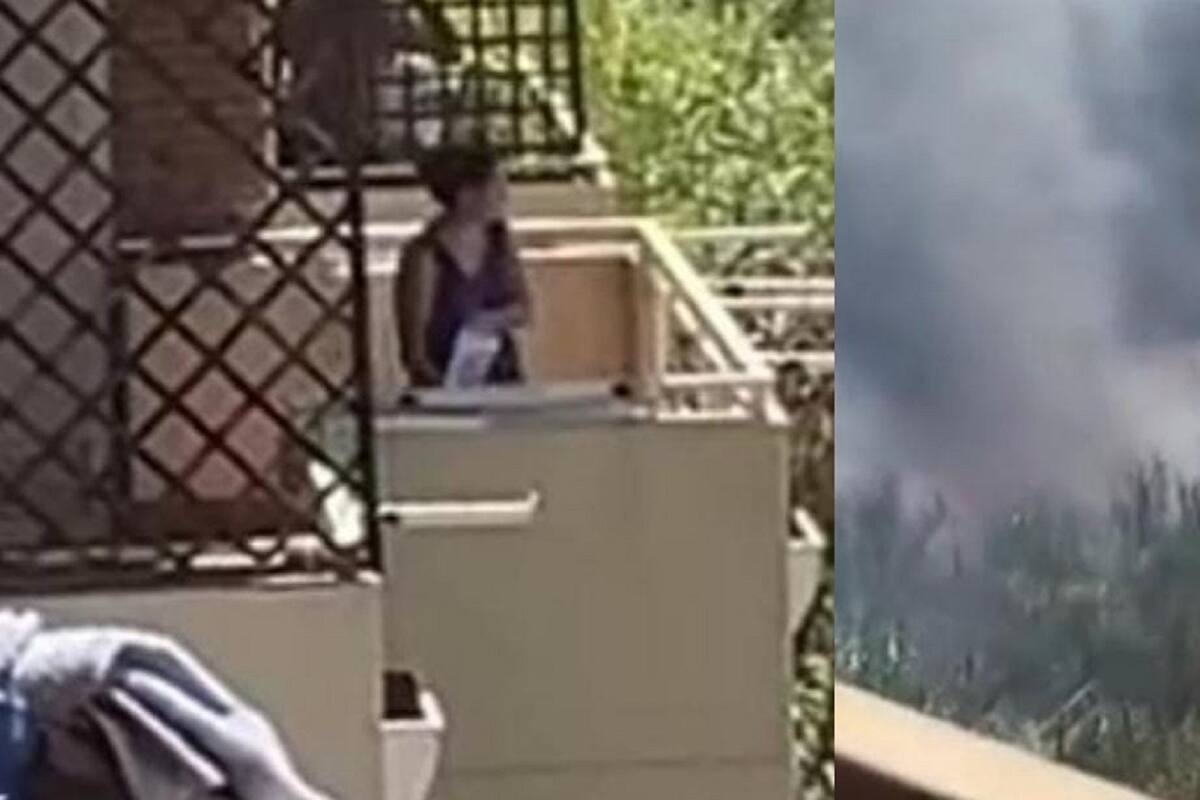 VIDEO VIRAL: Señora intenta apagar gran incendio con cubeta de agua
