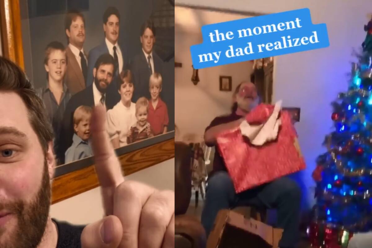 Tiktoker ‘arregla’ el retrato familiar que su padre odia para dárselo en navidad