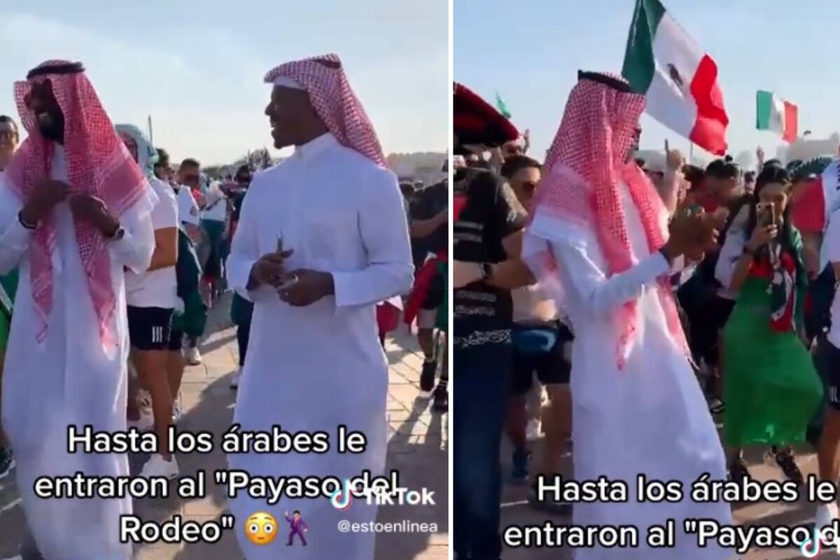 Mexicanos hacen bailar "Payaso de Rodeo" a árabes en el Mundial de Qatar 2022