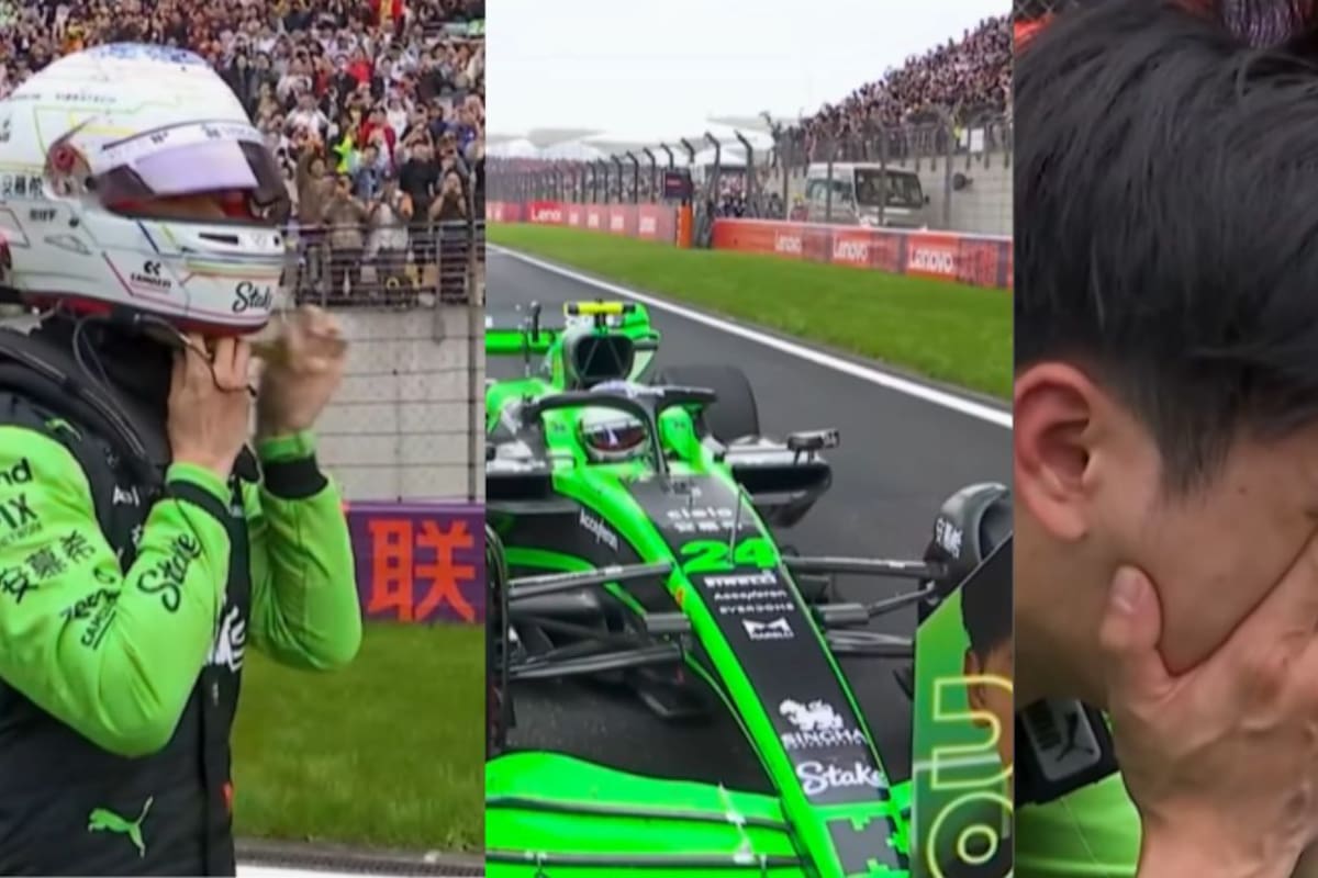 VIDEO: Zhou Guanyu, piloto de F1 rompe en llanto al ser ovacionado por su país en el GP de China.