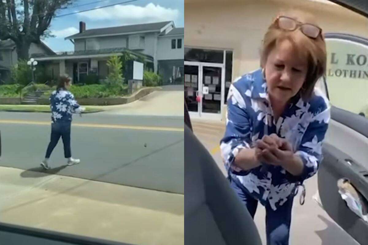 Abuelita rescata un pájaro atrapado en carretera
