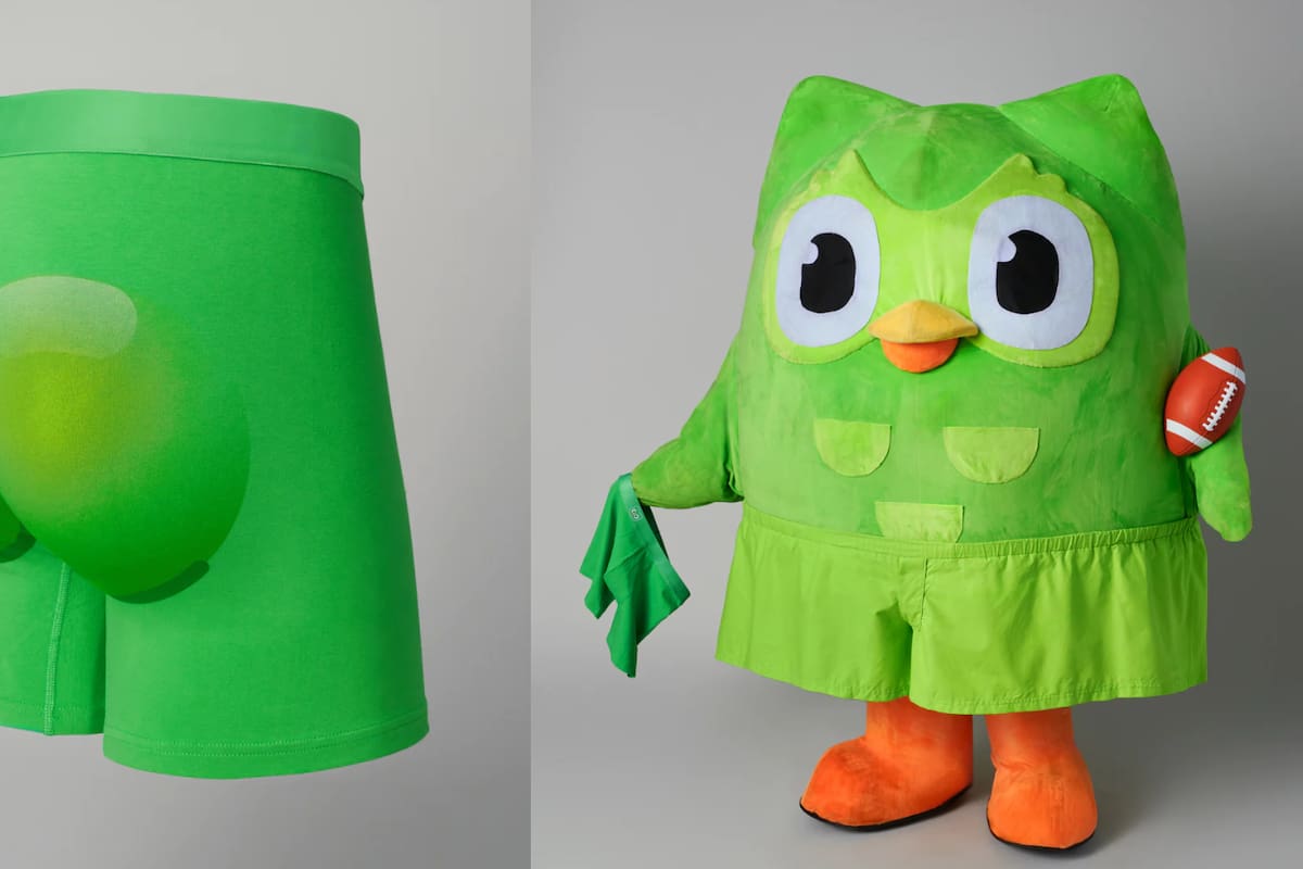 Duolingo lanza una línea de ropa interior con un provocativo diseño distintivo de Duo para resaltar tus curvas