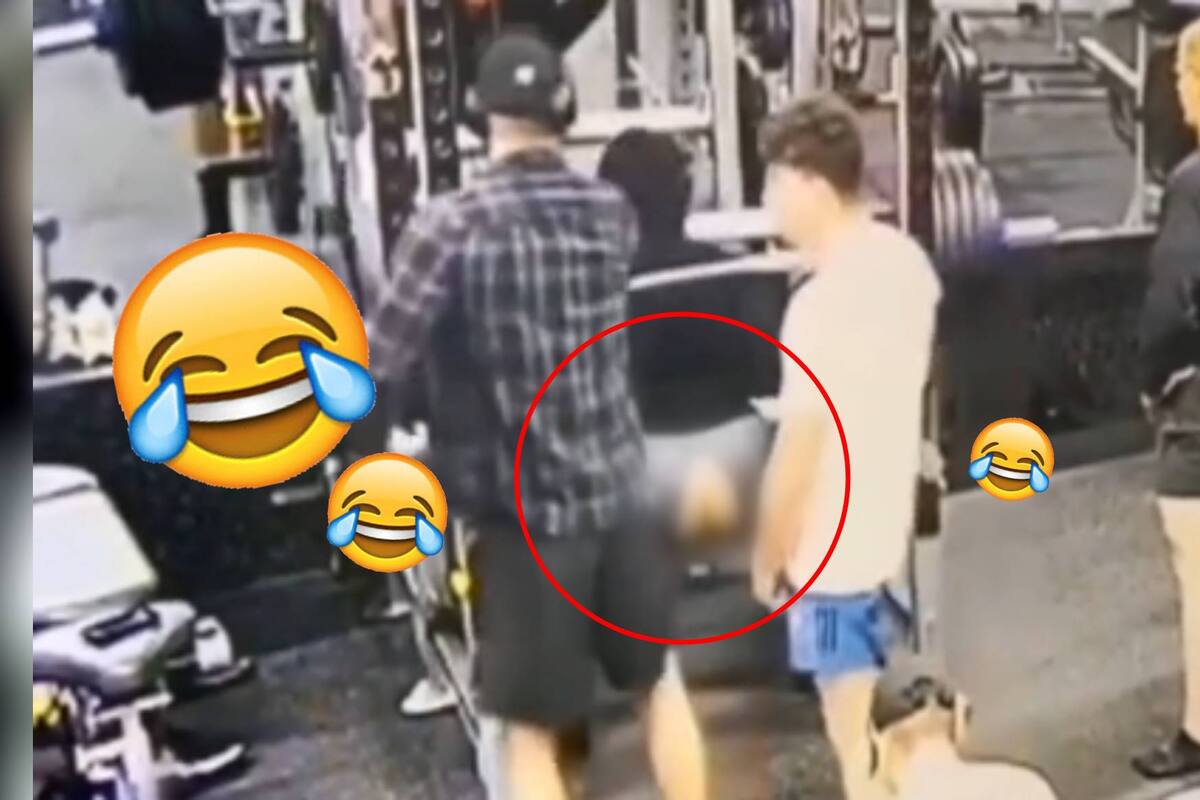 VIDEO: Hombre hace el ridículo en el gimnasio por no llevar ropa interior