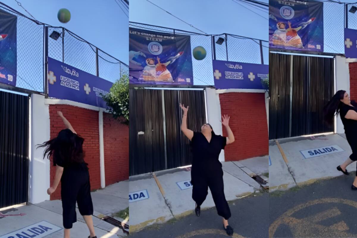 VÍDEO: mujer se hace viral por no poder lanzar una pelota al otro lado de la barda de una escuela