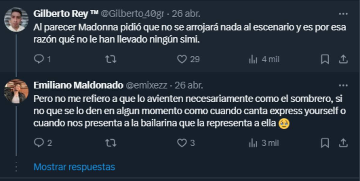Madonna pidió que no arrojaran nada al escenario.