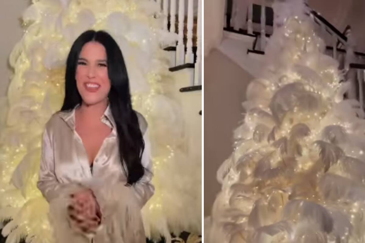 Critican a Martha Debayle por hacer su árbol de Navidad con plumas