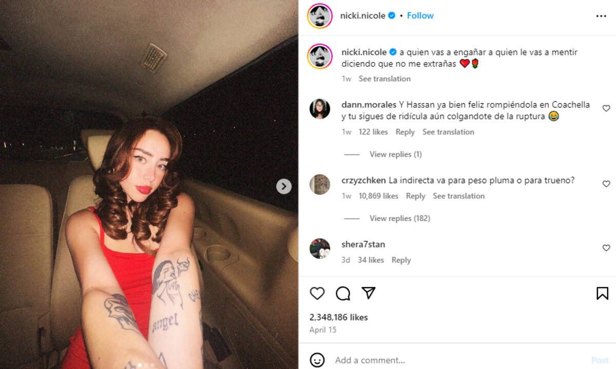 Nicki Nicole compartió aparentes indirectas a Peso Pluma.