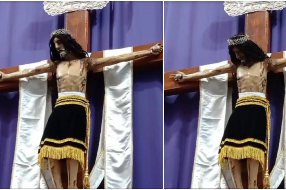 VIDEO VIRAL: Cristo mueve la cabeza durante misa de Viernes Santo en Amazoc, Puebla
