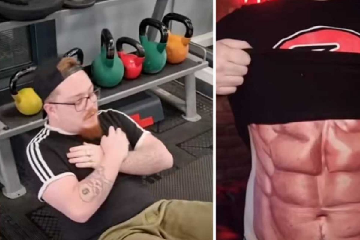 Cansado de ir al gimnasio, hombre se tatuó los abdominales de sus sueños