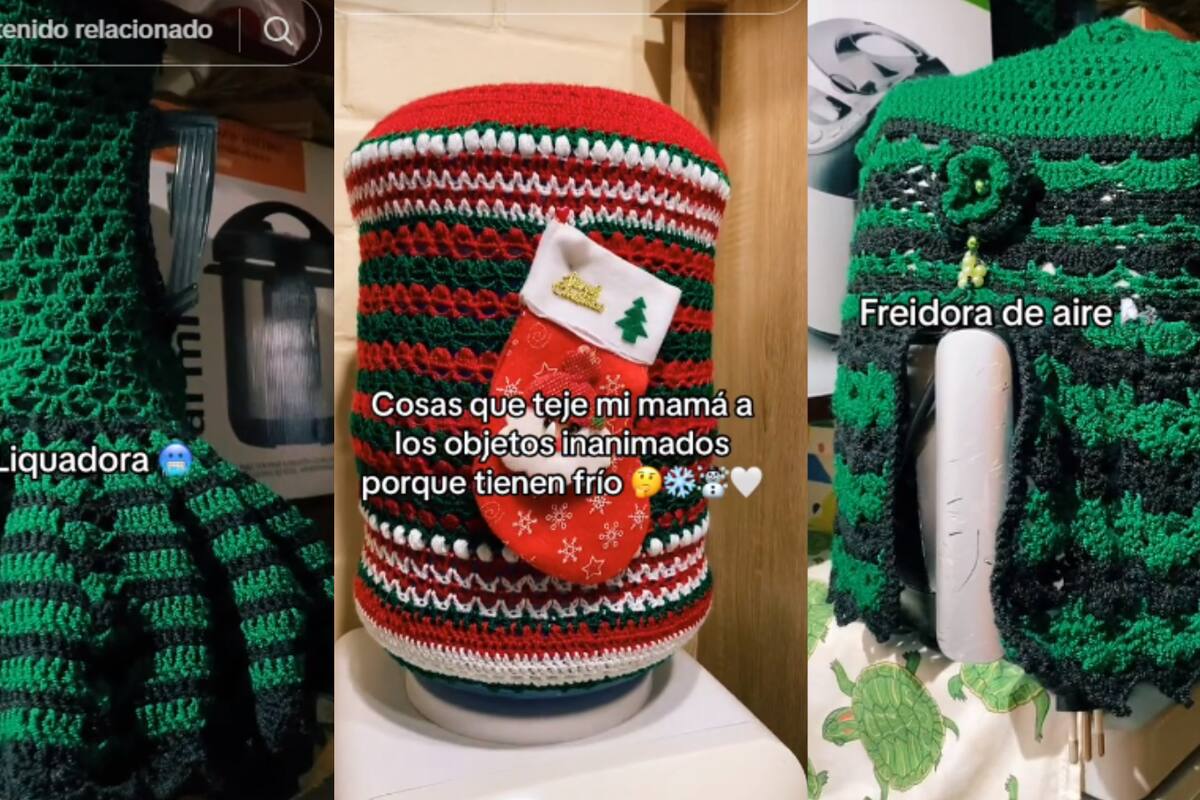Mujer exhibe tierno gesto de su madre al tejer fundas navideñas para los artículos más inesperados en el hogar