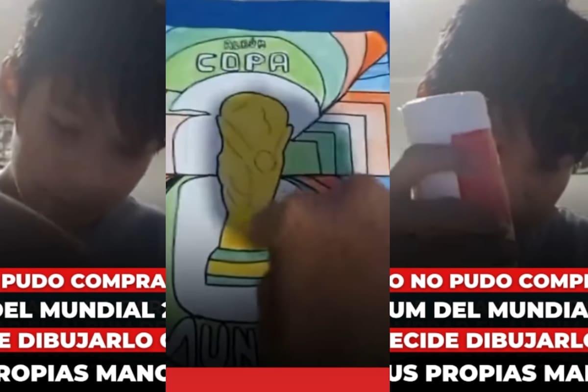 “Perdona mi pobreza” Niño emociona en redes tras fabricar su propio álbum y estampillas del Mundial hechas a mano