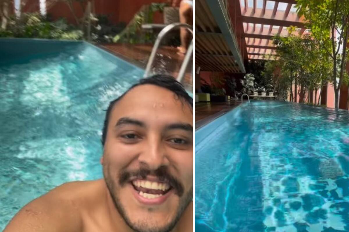 VIDEO VIRAL: Le agarra el sismo en la piscina de edificio y graba la experiencia