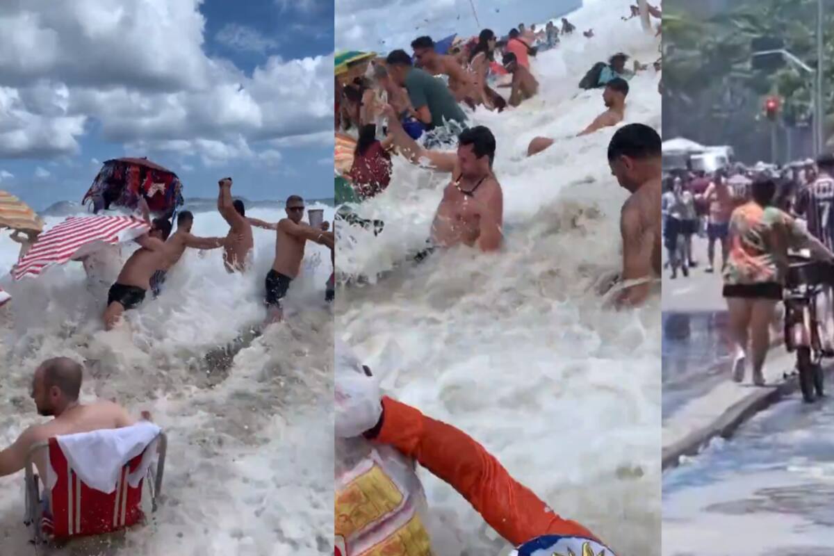 VIRAL: una ola GIGANTE sorprende a los bañistas en playa de Brasil