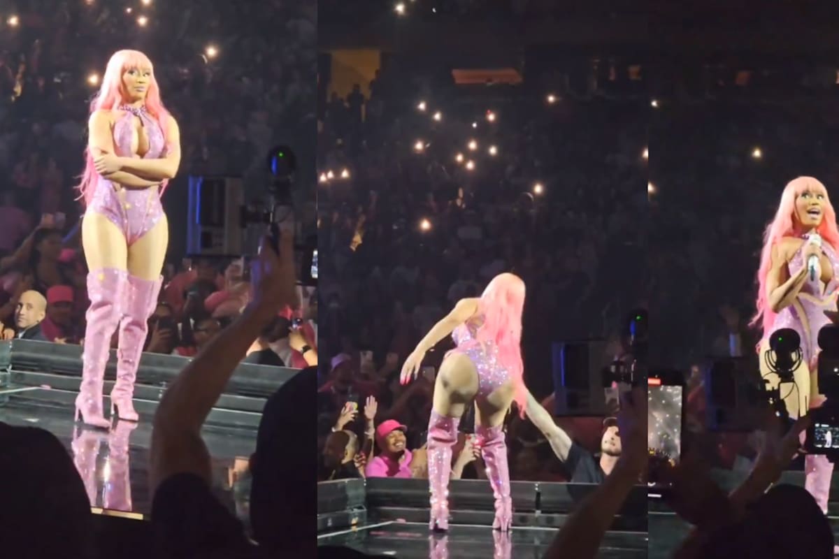 VIDEO: Nicki Minaj le da el micrófono a un fan pero se lo quita de inmediato al escuchar cómo canta