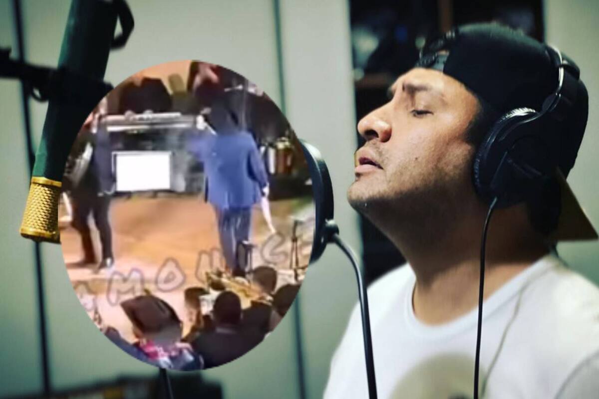 Fan mala copa agrede a Julión Álvarez al aventarle cerveza y lo sacan: Puebla