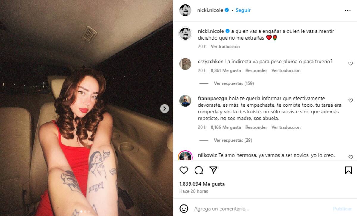 Nicki Nicole lanzó indirectas en su Instagram