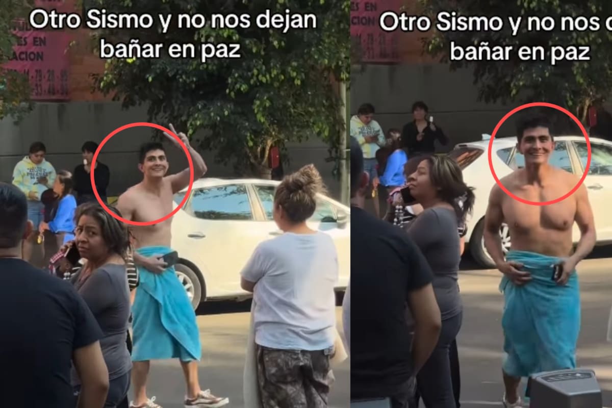 Joven interrumpió su baño por alerta sísmica y causó sensación en redes con solo una toalla