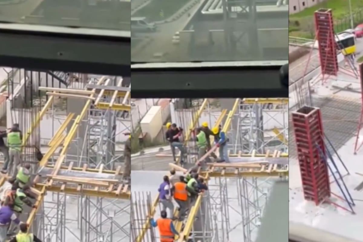 VIDEO: un grupo de albañiles se pelean en un edificio en construcción y se hacen virales