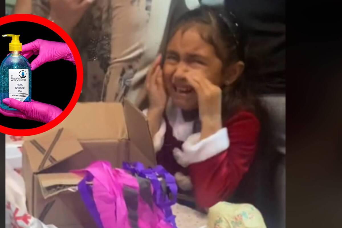 Viral: Niña hace berrinche por recibir gel antibacterial de regalo