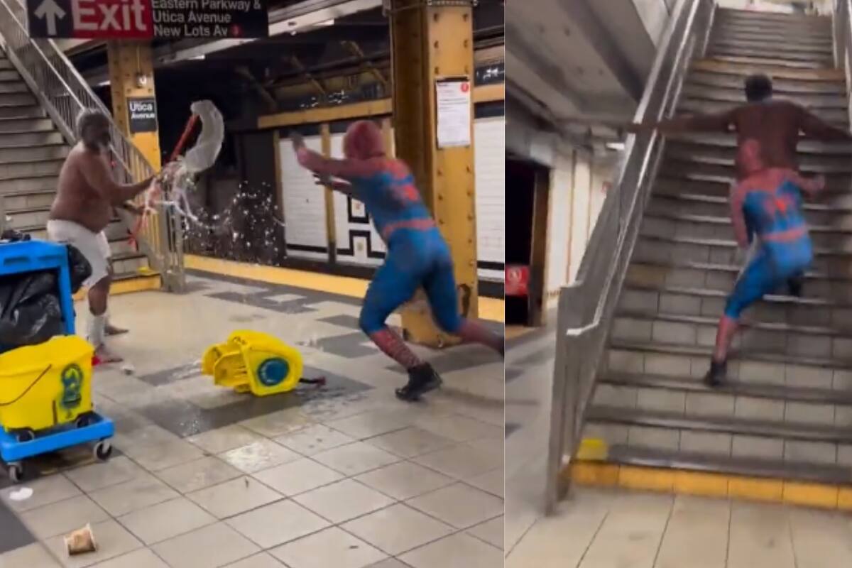 ¡Como de película! Hombre roba a un joven y el Hombre Araña lo deja sin pantalones