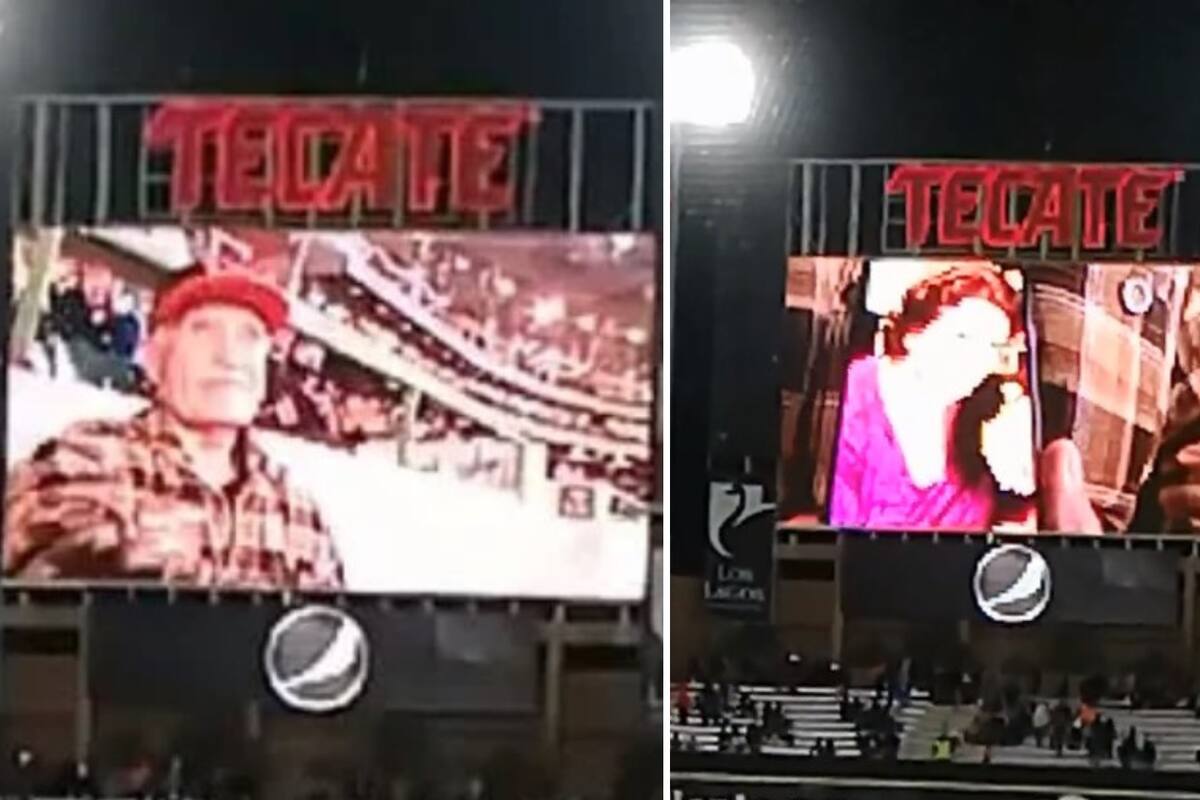 Hombre conmueve al enseñar foto de su esposa y enviar un beso al cielo en kiss cam de Naranjeros