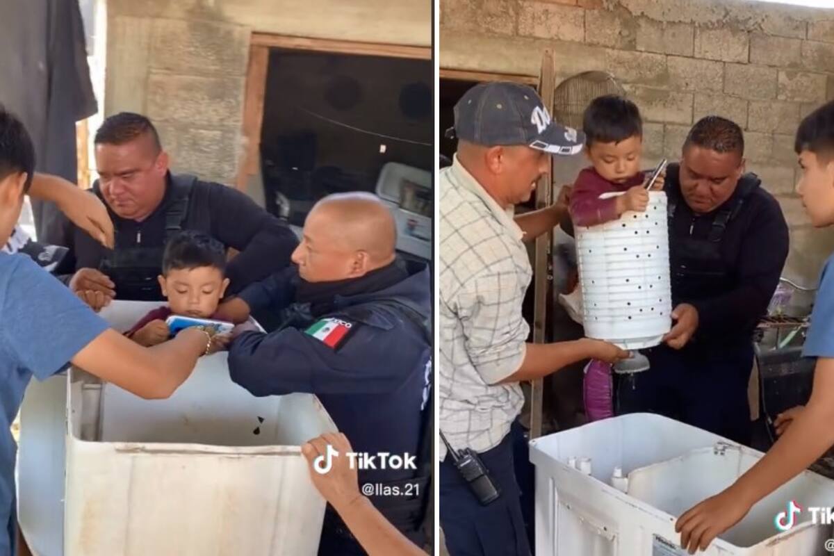 VIDEO VIRAL: Niño travieso se atora en la lavadora y policías acuden a salvarlo