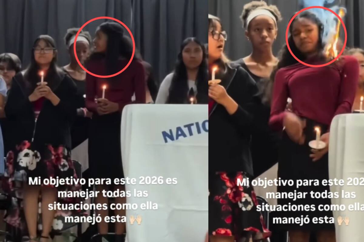 Adolescente sorprende en acto escolar: su cabello se incendia, pero actúa con serenidad y apaga el fuego sola