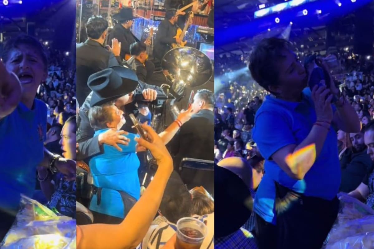 VIDEO: una vendedora de papas cumple su sueño de besar a Julión Álvarez