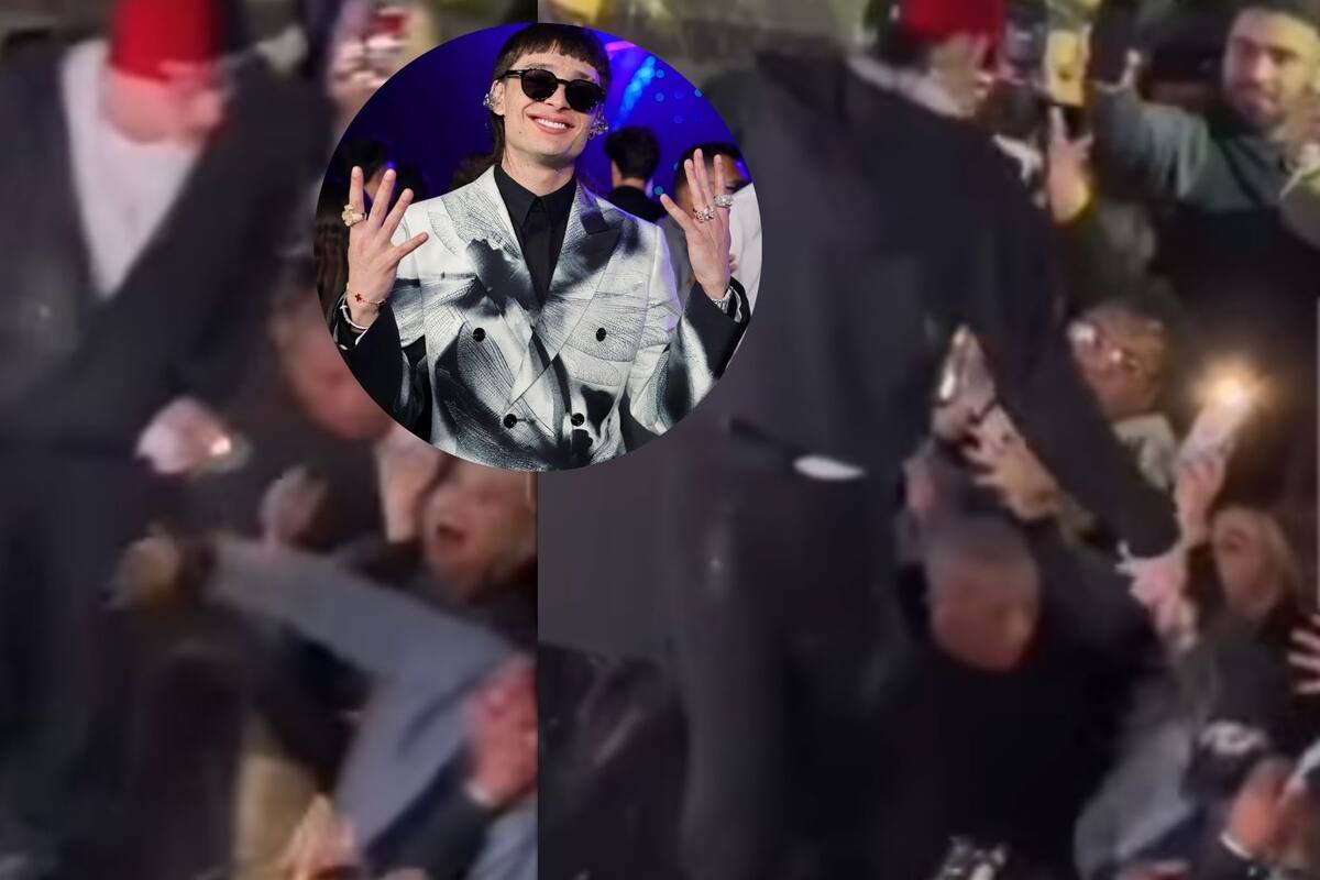 Peso Pluma derrama botella de agua sobre fan