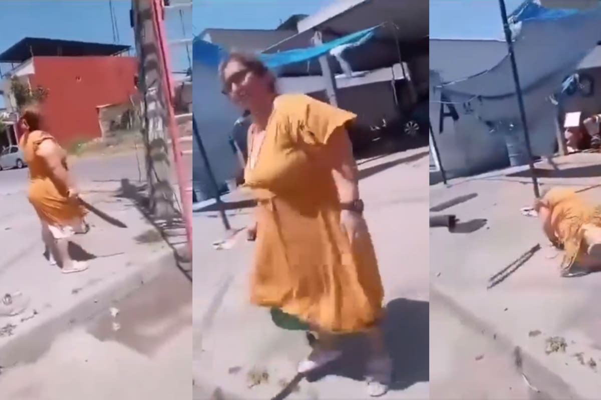 VIRAL: mujer intenta intimidar a un trabajador de la CFE con un machete, ¡pero ella termina lastimándose a sí misma!