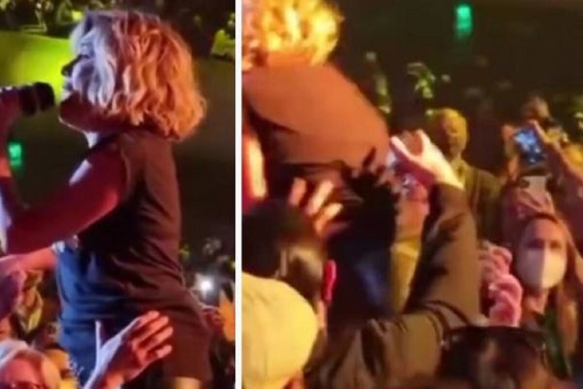 ¡Qué oso! Ise, de Flans, se avienta al público y nadie la cacha: "¡Ayúdenme, no sean así!"