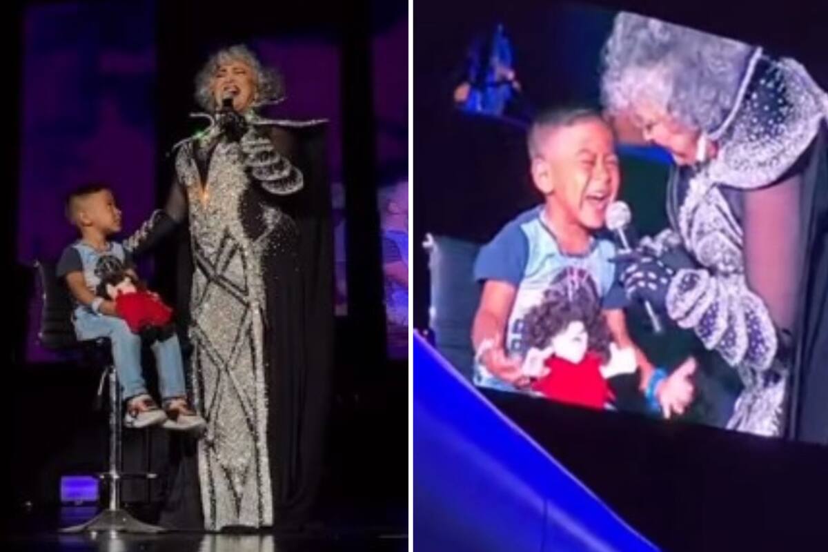 Amanda Miguel cumple, sube al escenario a "Chucho", el niño viral que cantó "Castillos"