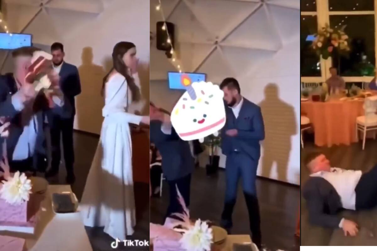 Novio noquea a su padrino por destrozar el pastel de bodas en plena fiesta