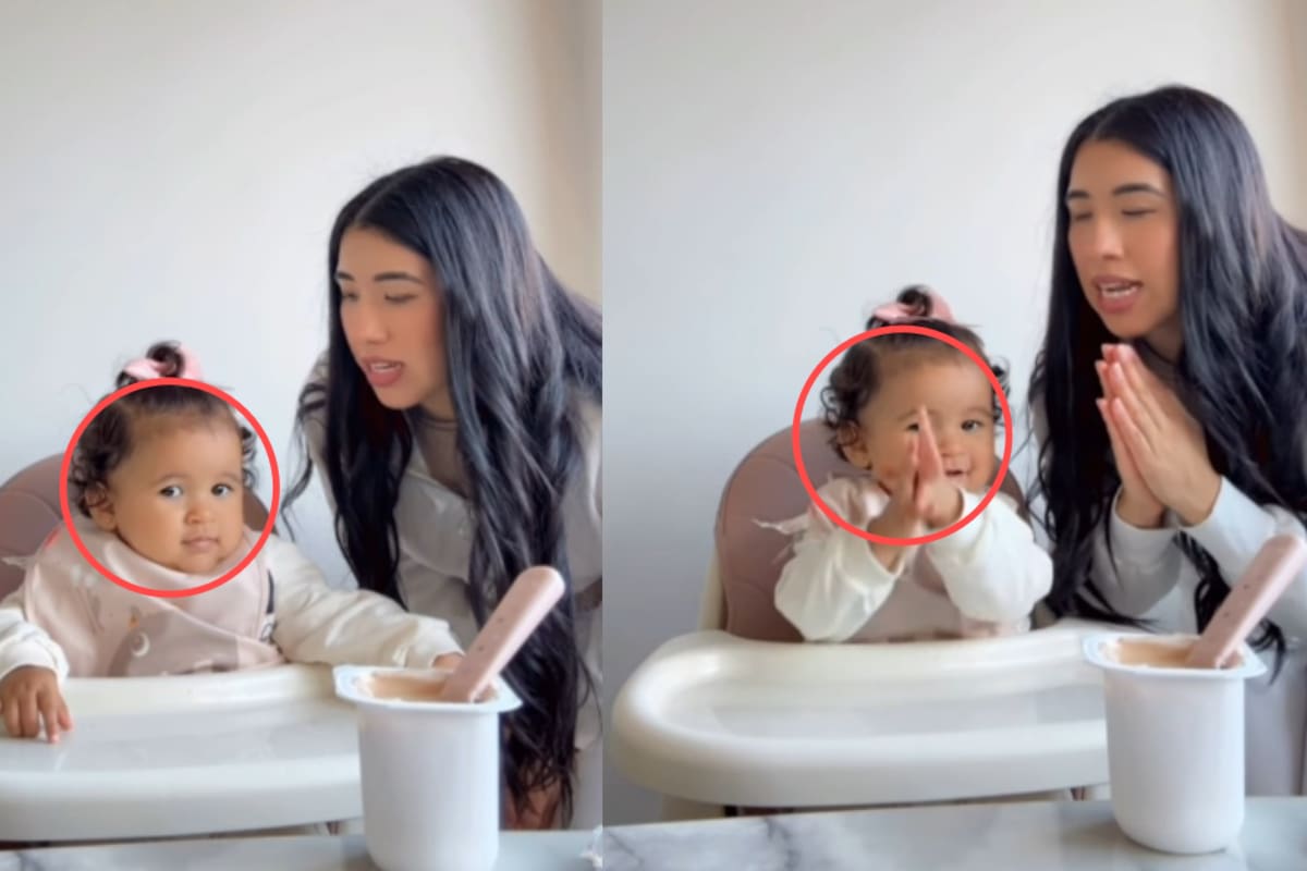 “Hasta junta sus manitas.”: bebé se vuelve viral en redes por orar antes de cada comida